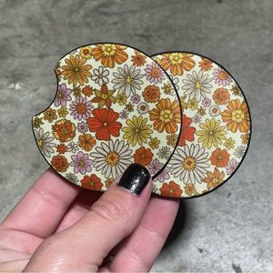🎄Groovy Floral Car Coasters | Car Accessories | Car Coaster